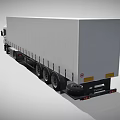 White Modern Semi Truck With Long Cargo Trailer And Commercial Design