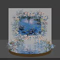 Interactive Zone Design With Colorful Floral Decoration And Water Reflection Elements 3d model