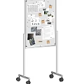 White Mobile Bookshelf With Notes Photos And Documents On Display Board