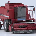 Modern Red Agricultural Combine Harvester With Large Tires And Harvesting Mechanism