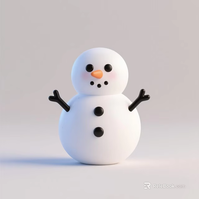 Snowman Decorative Ornament Set For Home Decoration With White Body And Black Details 3d model 