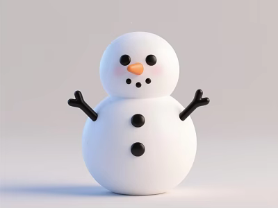 Snowman Decorative Ornament Set For Home Decoration With White Body And Black Details 3d model