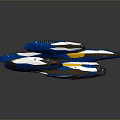 Futuristic Cosmic Spaceship With Blue Yellow White Sleek Interstellar Design