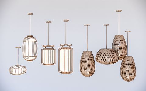 Modern chandelier woven chandelier rattan chandelier bamboo chandelier 3d model