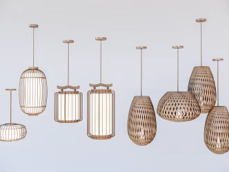Modern chandelier woven chandelier rattan chandelier bamboo chandelier 3d model