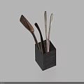 Wooden Kitchen Utensils Placed In Black Square Container For Home Kitchen Use 3d model