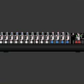 Professional Audio Mixing Console With Multiple Faders Knobs And Modern Red Black Frame