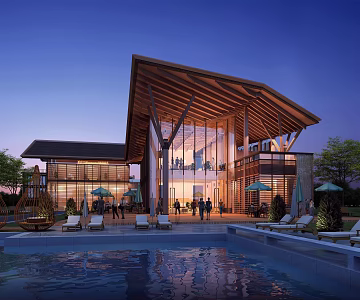 modern clubhouse building clubhouse 3d model