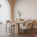 Modern Dining Table and Chair Combination Cream Dining Table and Chair Combination 3d model