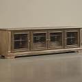 Elegant Wooden TV Cabinet With Glass Panel Doors And Spacious Storage Compartments 3d model