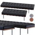 Black Leather Tufted Sofa Bench With Metal Legs And Wooden Frame Design