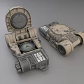Armored Combat Weapon With Mechanical Wheels Circular Structures And Military Features
