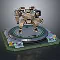 3D Mechanical Robot Character With Circular Platform Green Edges And Shoulder Lights 3d model