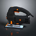 Black And Orange Electric Jigsaw With Ergonomic Handle And Metal Base
