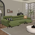 Green Velvet Three Seater Sofa With Accent Pillows And Wall Art In Living Room