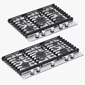 Stainless Steel Gas Stove Cooktops With Multiple Burners And Control Knobs For Kitchen Appliances