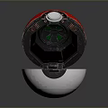 Open Red and Silver Spherical Device with Black Internal Structure and Circular Top Component 3d model