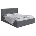 Modern Double Bed With Grey Upholstered Headboard And White Bed Linen 3d model