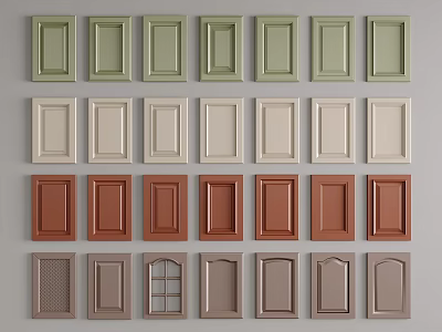 Various Designed Wardrobe Doors in Multiple Colors and Different Panel Styles 3d model
