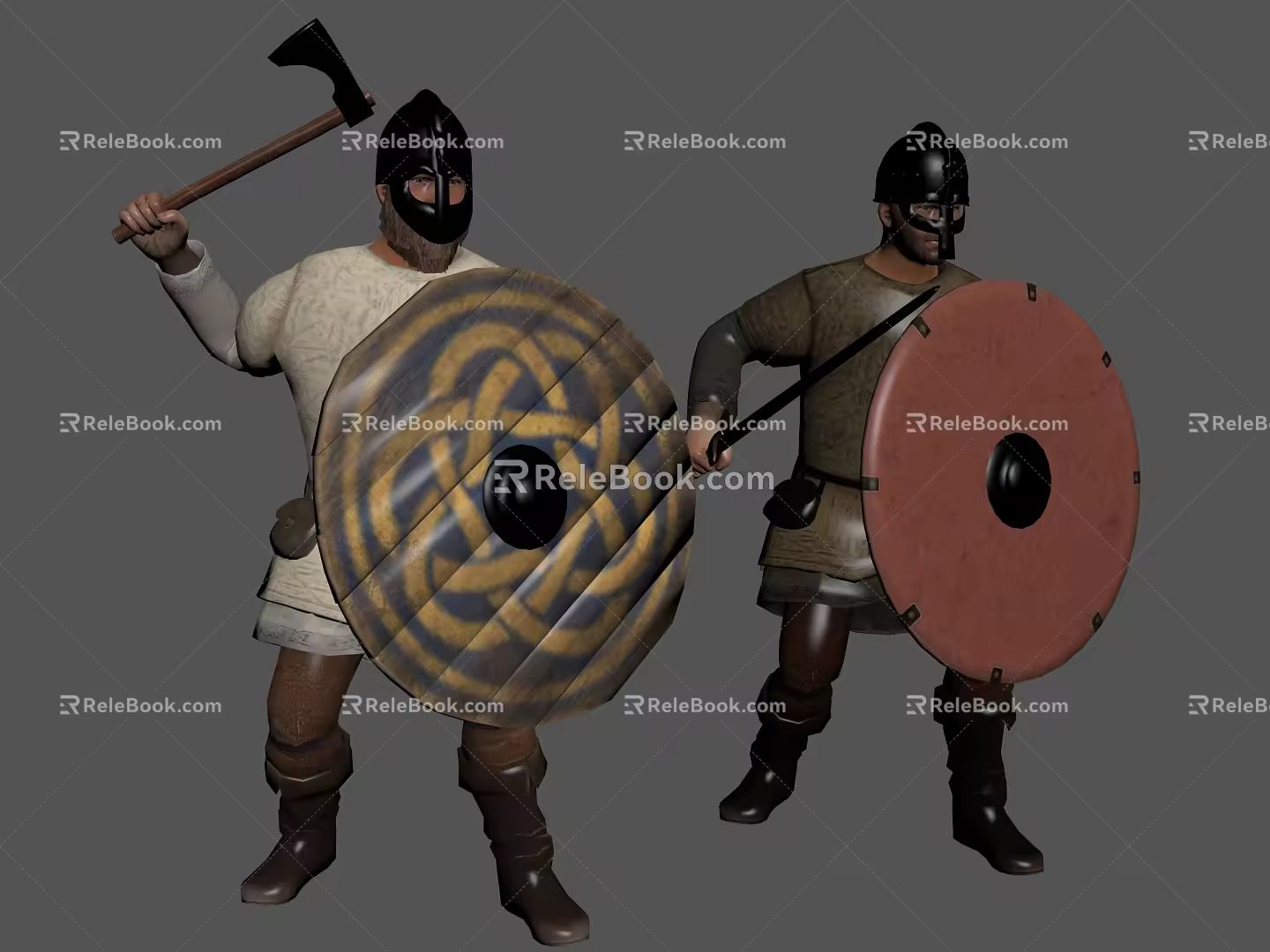 Game character soldier actually shield dagger sword helmet mask 3d model
