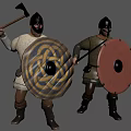 Game character soldier actually shield dagger sword helmet mask 3d model