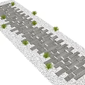 Natural Stone Stepping Path Design With White Pebbles And Small Plants 3d model