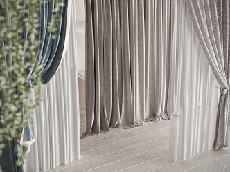 Curtain Window Screen Fabric Curtain Gauze Curtain 3d model