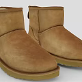 Brown Short Suede Boots With Fleece Lined Cuff And Light Rubber Sole For Winter