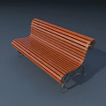 Outdoor Wooden Slat Bench With Metal Support Legs For Garden Seating