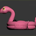 Bright Pink Flamingo Shaped Inflatable Pool Float For Summer Water Activities 3d model