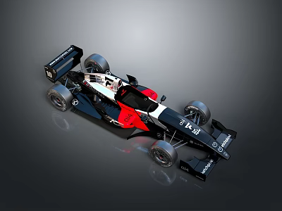 F1 Racing Car Black Red White With Aerodynamic Design Large Rear Wing And Four Wheels 3d model
