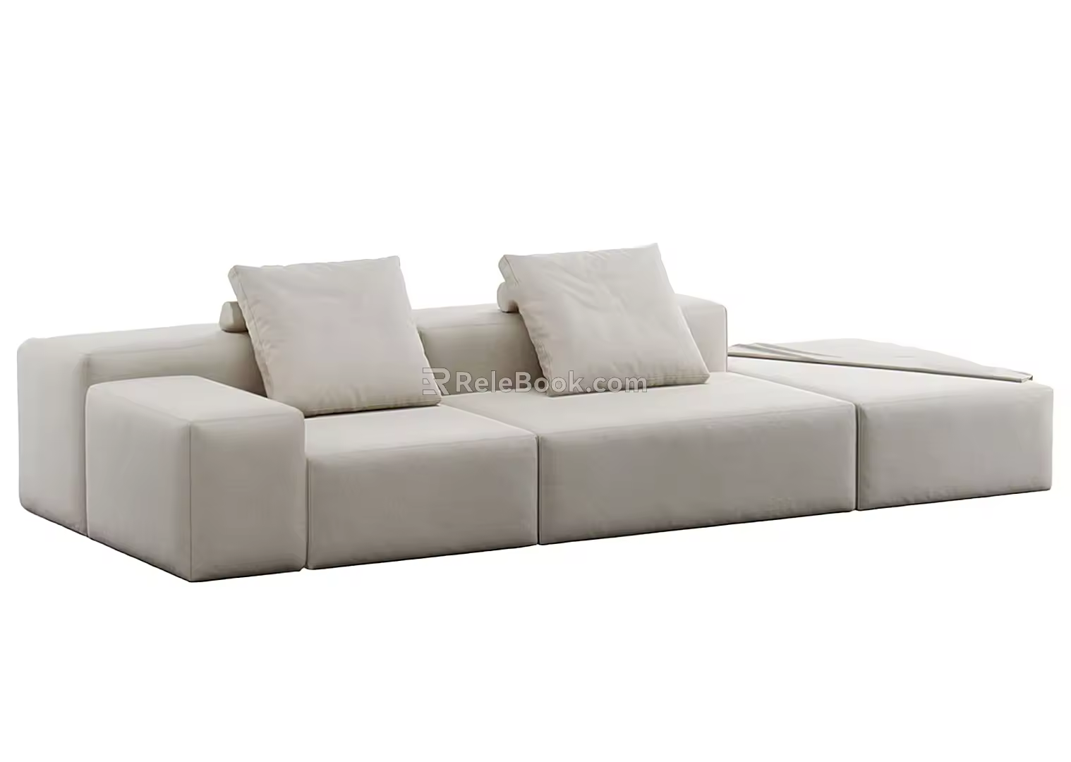 Multiplayer sofa has armrests in a straight shape 3d model