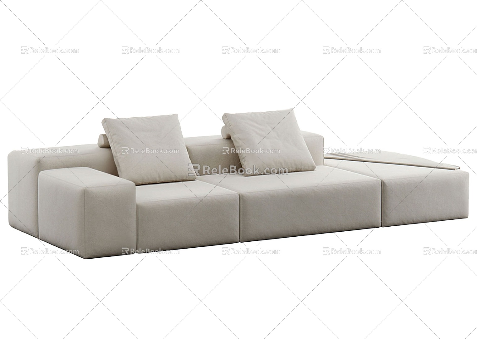 Multiplayer sofa has armrests in a straight shape 3d model