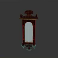 Classic Red Wooden Decorative Cabinet With Mirror Carved Accents And Ornate Feet