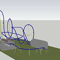 Thrilling Amusement Park Roller Coaster With Blue Tracks And White Supports