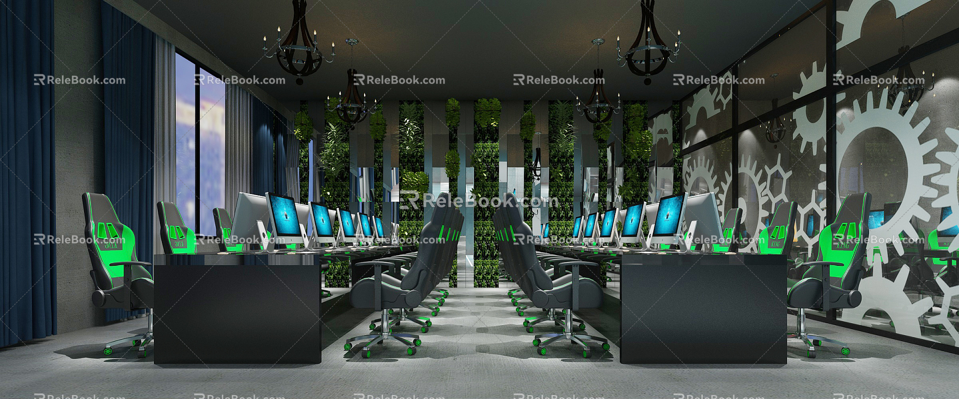 Modern Internet Cafe Internet Cafe Game Area 3d model