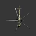 Detailed Military Helicopter Model With Camouflage Rotors And Weapons