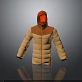 Hooded Two Tone Jacket With Orange And Beige Design And Red Zipper For Casual Wear