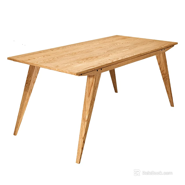 Modern Light Brown Wooden Dining Table With Tapered Legs And Simple Design 3d model 
