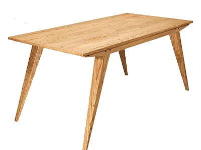 Modern Light Brown Wooden Dining Table With Tapered Legs And Simple Design 3d model