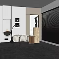 Modern sofa combination side table green plant carpet floor lamp 3d model