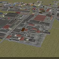 Aerial View Urban Planning with Residential Commercial Buildings Red Roofs Road Networks and Green Areas