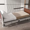 Modern Medical Bed With Metal Frame Wooden Headboard Comfortable Mattress And Wheels