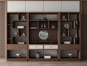 New Chinese Style Antique Rack Bookcase Bookshelf Side Cabinet Decorative Cabinet Decorative Rack Antique Rack Storage Rack Tea Side Cabinet Tea Cabinet 3d model