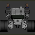 Modern Military Vehicle With Armored Gray Green Body Large Wheels And Roof Exhaust Pipes