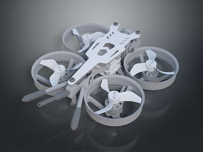 White Quadcopter Drone With Four Propeller Guards And Structural Frame Design 3d model