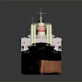 Large Industrial Ship With Brown Black Hull And Deck Structures Cranes Masts And Reflective Surface 3d model