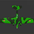 Aerospace Themed Green Camouflage Biplane Model With Propeller Dark Background Reflection