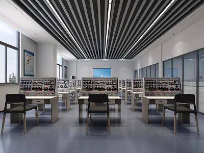 School Modern Laboratory Featuring Lab Tables Equipment And Seating Arrangement 3d model