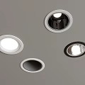 Modern Recessed Downlights and Spotlights Installed on Ceiling with White Black Frames for Modern Lighting